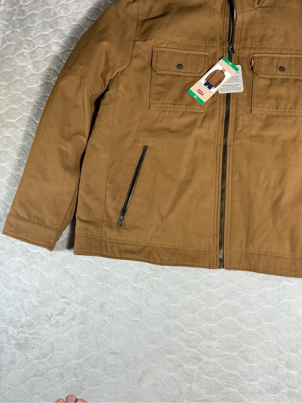 Levi’s Duck Canvas Quilted Work Jacket Men’s XL Brown Full Zip Insulated NWT - Picture 2 of 11